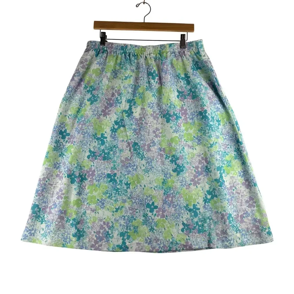 Vintage Folio Pull On A-Line Floral Skirt Womens 36 Cottagecore Romantic Garden